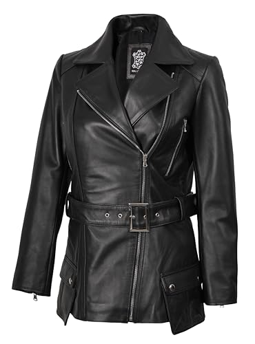 Decrum Black Leather Jacket - Leather Biker Jacket Woman